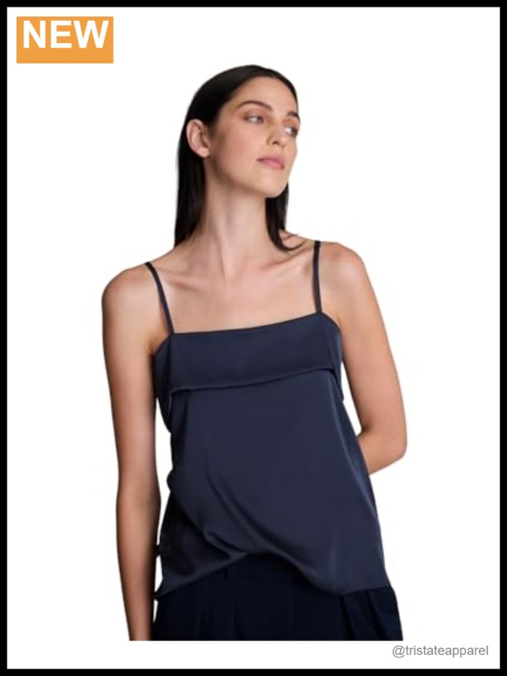Satin Foldover Camisole Top Sleeveless Square Neck Business Casual